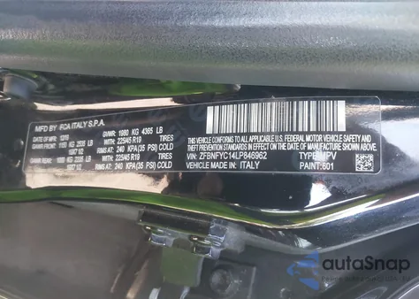 2020 Fiat 500X Sport Awd from USA, damaged, VIN ZFBNFYC14LP846962